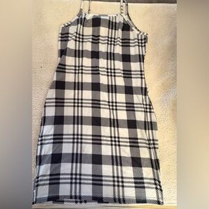 SHEIN Black and White Checkered Pencil Dress